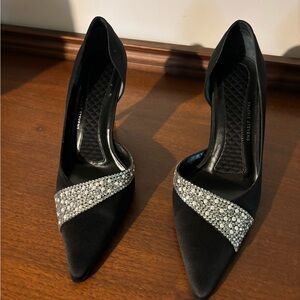Valerie Stevens Black Heels with Silver Embellishments